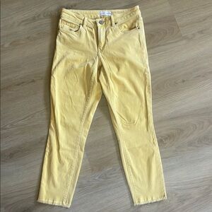 LOFT Curvy Skinny Crop Fun Yellow Jeans